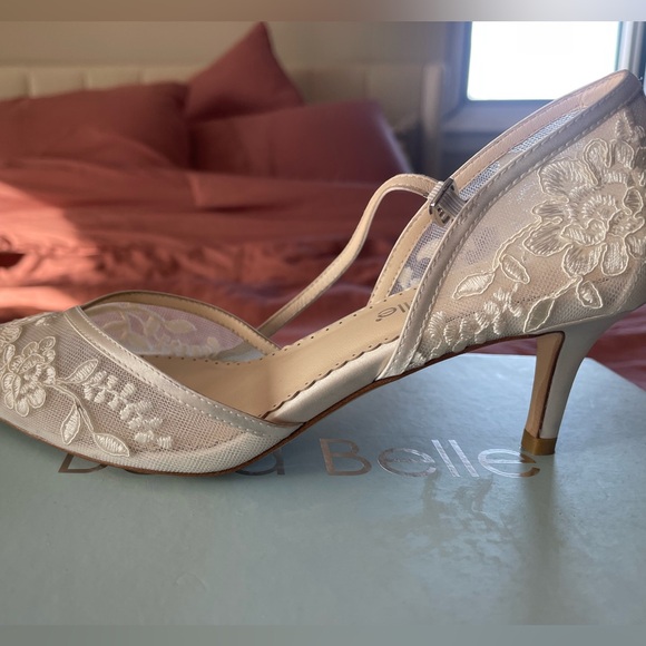 Bella Belle CANDICE IVORY
Ivory D'Orsay Lace Wedding Shoes for Bride Low Heel - Picture 7 of 10